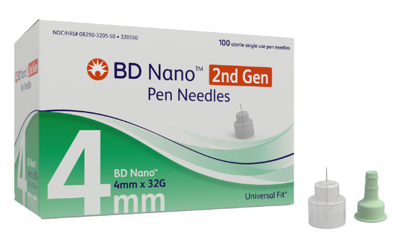 embetca Nano™ 2nd Gen 4mm x 32G Pen Needles box 100 count