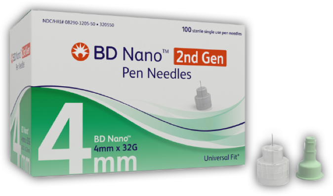 BD Nano™ 2nd Gen 4mm x32G Pen Needles Box 100 Count